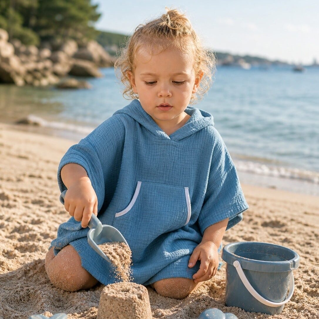 Kinder Musselin Poncho